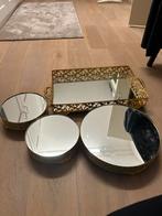 Gouden schalen met spiegel, Huis en Inrichting, Woonaccessoires | Schalen en Manden, Ophalen of Verzenden, Zo goed als nieuw, Rond