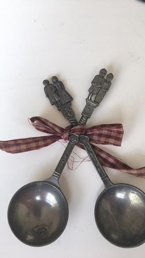Ceremonielepeltjes antiek tin 2 st, Antiek en Kunst, Antiek | Bestek, Ophalen of Verzenden