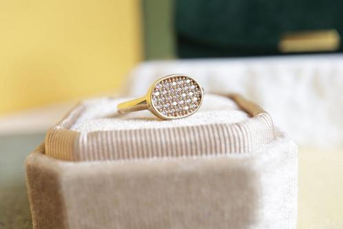 Moderne 14 Karaat Gouden Entourage Ring, Sieraden, Tassen en Uiterlijk, Ringen, Zo goed als nieuw, Dame, 17 tot 18, Goud, Goud