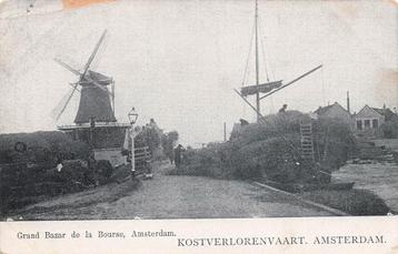 AY763 Amsterdam Kostverlorenvaart boot en molen begin1900 beschikbaar voor biedingen
