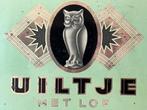 Vintage reclame blik Uiltje met lof 10 sigaren amarillo, Verzamelen, Rookartikelen, Aanstekers en Luciferdoosjes, Gebruikt, Ophalen of Verzenden
