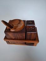 Houten Kruiden Set - Vintage Keukenaccessoire peper en zout, Ophalen of Verzenden