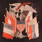 Antiek zijden borduurwerk met adelaar, Ophalen of Verzenden