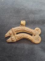 Antiek Brons kameleons amulet hanger Kameroen afrika tribal, Ophalen of Verzenden, Brons