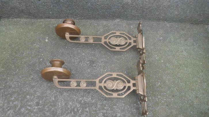 Set Art Deco PIANOKANDELAARS wandkandelaars messing koper, Antiek en Kunst, Antiek | Kandelaars, Koper of Brons, Ophalen of Verzenden