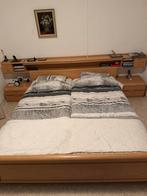 Tweepersoonsbed met verstelbaar hoofdeinde, Ophalen, Bruin, Tweepersoons, 180 cm