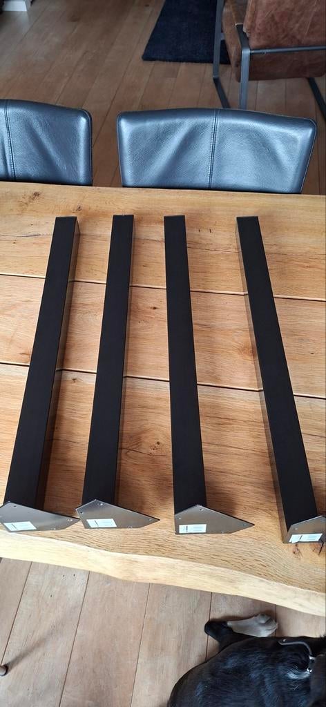 4 Zwarte Tafelpoten  Duraline, Ophalen, Tafelpoot, Vierkant, Nieuw