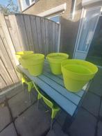 4 Elho plantenpotten op wieltjes gebruikt, goed voor 2e rond, Ophalen, Kunststof