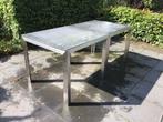 Tuintafels RVS met Hardsteen, Huis en Inrichting, Tafels | Eettafels, Ophalen, Gebruikt, 100 tot 150 cm, Metaal