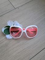 N53 Wit roze zonnebril met bloem, Ophalen of Verzenden, Zo goed als nieuw, Carnaval, Accessoires