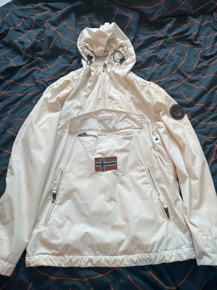 Napapijri Jas Wit - Goede Staat, Kleding | Heren, Jassen | Zomer, Zo goed als nieuw, Overige maten, Wit, Ophalen of Verzenden