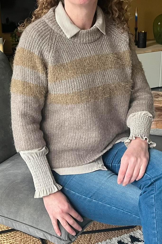 Mooie set: wollen trui met bijpassende blouse Isay, Kleding | Dames, Truien en Vesten, Zo goed als nieuw, Bruin, Ophalen of Verzenden