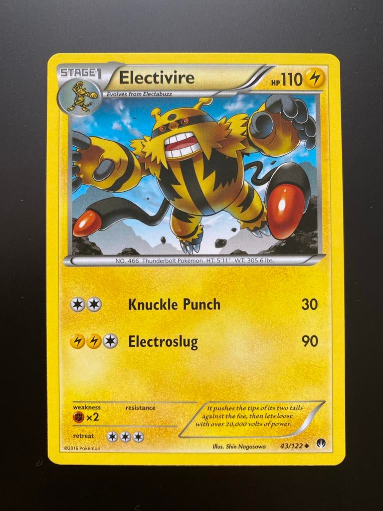 Electivire 43/122 Pokémon XY Breakpoint 2016 Mint Packfresh, Ophalen of Verzenden, Zo goed als nieuw, Losse kaart