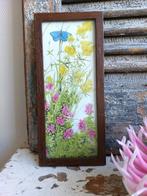 Schattig vintage schilderijtje blauw vlindertje op bloem, Ophalen of Verzenden