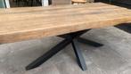Eiken boomstamtafel uit 1 stuk blad dikte 10 cm, Ophalen, 200 cm of meer, 50 tot 100 cm, Zo goed als nieuw