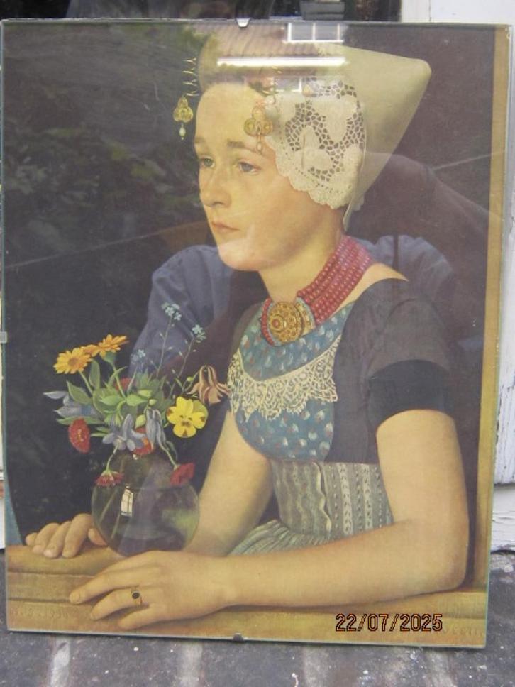 ZEEUWS Meisje, Mooie Litho Ingel Prent achter klemmen, Antiek en Kunst, Kunst | Litho's en Zeefdrukken, Ophalen