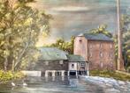 Prachtig groot  schilderij van de Woenselse Watermolen, Antiek en Kunst, Ophalen