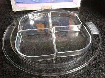 Retro Serveerset Snackschaal dienblad 2 in 1 beschikbaar voor biedingen