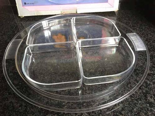 Retro Serveerset Snackschaal dienblad 2 in 1, Huis en Inrichting, Keuken | Keukenbenodigdheden, Zo goed als nieuw, Ophalen of Verzenden