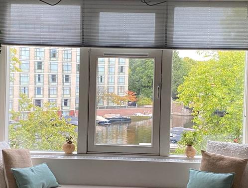 Semi transparante lichtgrijze plisse gordijn Verosol, Huis en Inrichting, Stoffering | Gordijnen en Lamellen, Gebruikt, 150 tot 200 cm
