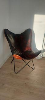 Leren vintage vlinderstoel, Huis en Inrichting, Stoelen, Bruin, Leer, Ophalen of Verzenden, Zo goed als nieuw
