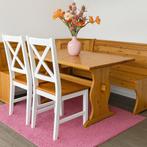 Oostenrijkse Grenen Eethoek met Hoekbank en Stoelen, Ophalen, Gebruikt, 100 tot 150 cm, 50 tot 100 cm