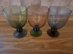 Vintage Glazen Set van 3, Ophalen, Overige materialen, Gebruikt, Bruin