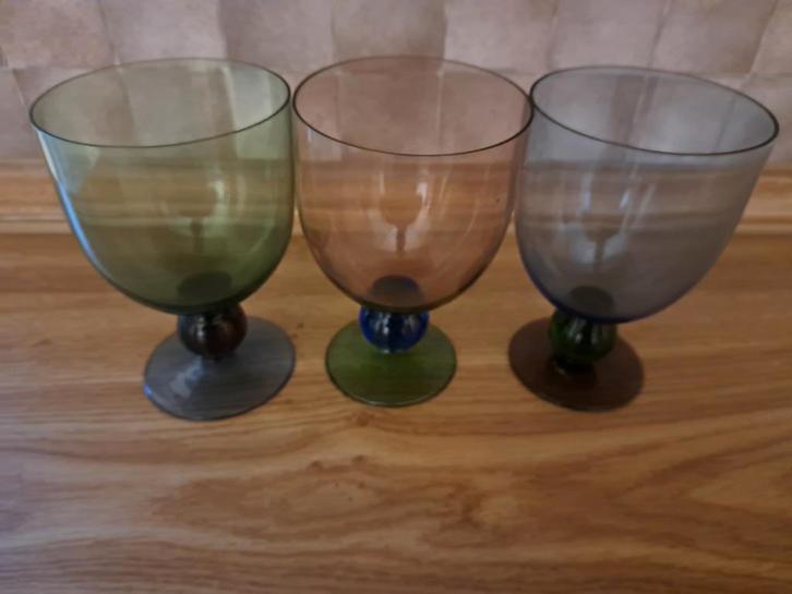 Vintage Glazen Set van 3, Huis en Inrichting, Woonaccessoires | Kandelaars en Kaarsen, Gebruikt, Minder dan 25 cm, Overige materialen
