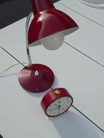 Vintage antieke stalen bordeauxrode bureau / nachtkast lamp, Ophalen of Verzenden