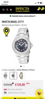 Invicta dames horloge, Staal, Polshorloge, Zo goed als nieuw, Met strass