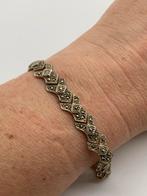 S634 Prachtige zilveren armband markasiet, Ophalen of Verzenden, Met edelsteen, Zilver, Zilver