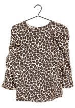 ZARA Basic draped animal print blouse - long sleeves - XS /S, Kleding | Dames, Blouses en Tunieken, Bruin, Verzenden, Zara, Zo goed als nieuw