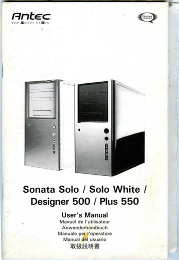 Antec Sonata Solo Solo White Designer 500 Plus 550 User's beschikbaar voor biedingen
