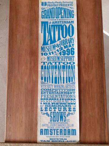 Originele poster opening tattoo museum Amsterdam 1996 beschikbaar voor biedingen