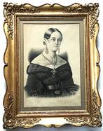 Antiek schilderij van C. Schulte portret gesigneerd, 1842., Ophalen