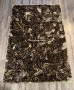 Hoogpolig vloerkleed tapijt darktaupe bronsmix shaggy SALE, Huis en Inrichting, Stoffering | Tapijten en Kleden, Nieuw, Grijs