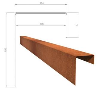 Cortenstaal u-profiel 230x10,4x15cm €27,50 / 2,3m. beschikbaar voor biedingen