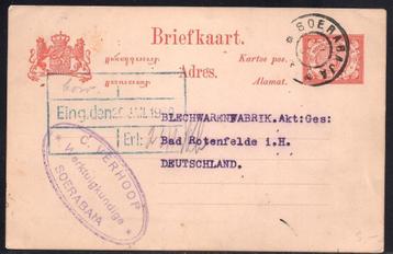 P83 Briefkaart Nederlands Indie Grootrondstempel Soerabaija beschikbaar voor biedingen