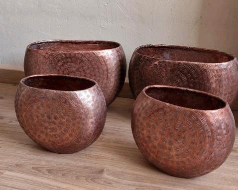 4 x Nynke planter rosé gold., Tuin en Terras, Bloempotten, Nieuw, Metaal, Minder dan 40 cm, Minder dan 25 cm, Overige vormen, Ophalen of Verzenden