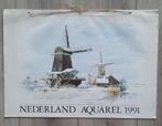 Vintage kalender Nederland aquarel 1991 van Bob Postman, Ophalen of Verzenden, Maandkalender, Gebruikt