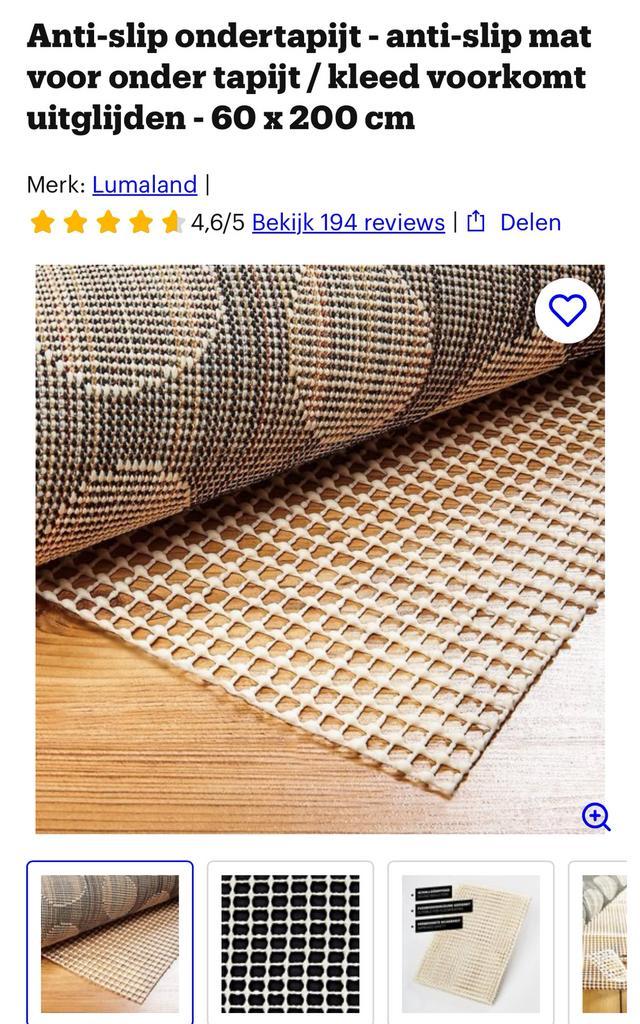 Antislipmat - ondertapijt in vier delen, Huis en Inrichting, Stoffering | Tapijten en Kleden, Gebruikt, 50 tot 100 cm, 200 cm of meer