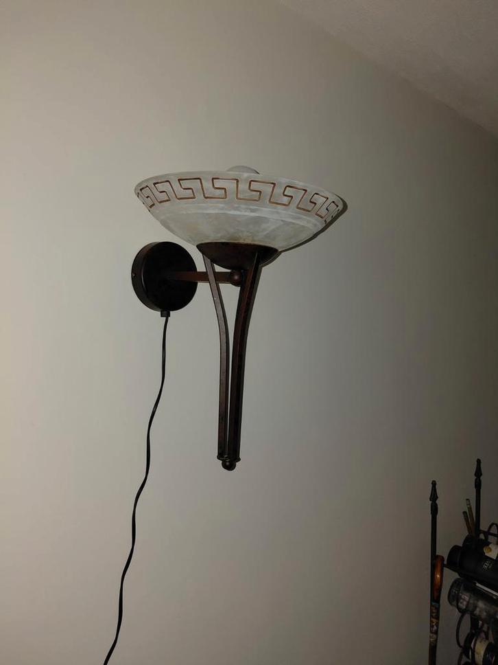 Lampen Set: 2 Wandlampen & 1 Staande Lamp, Huis en Inrichting, Lampen | Wandlampen, Gebruikt, Glas, Metaal, Ophalen