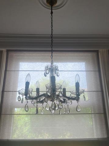 Antieke Kroonluchters met Kristallen Pegels - Set van 2 beschikbaar voor biedingen