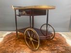 Mid-Century Italiaanse mahonie & messing bar cart, Antiek en Kunst, Ophalen of Verzenden