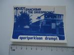 sticker oud Drumpt De driesprong snackbar open retro tiel, Verzenden, Zo goed als nieuw, Bedrijf of Vereniging