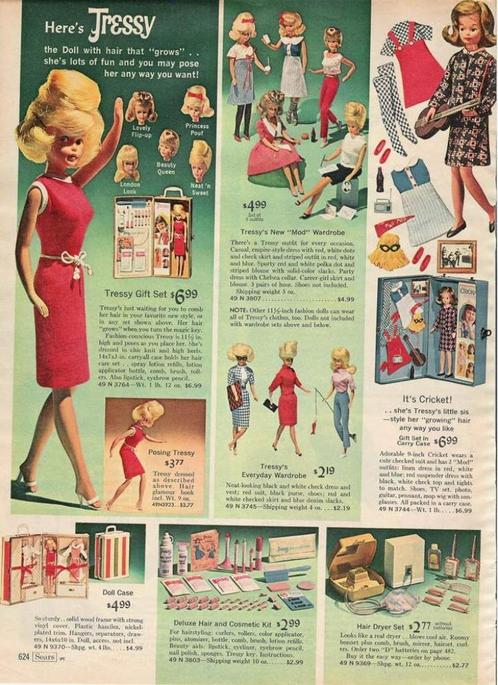Tressy - Sears Kerst catalogus pagina 1966 - overdruk, Verzamelen, Poppen, Nieuw, Overige typen, Verzenden