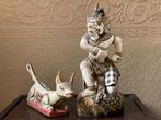 Hanuman & Lembu Nandini - houtsnijwerk - Bali Indonesië, Antiek en Kunst, Kunst | Beelden en Houtsnijwerken, Ophalen of Verzenden