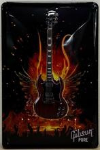 Gibson gitaar guitar relief reclamebord van metaal wandbord, Huis en Inrichting, Nieuw, Ophalen of Verzenden