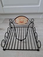 Vintage zwart metalen servethouder met afbeelding haan, Ophalen of Verzenden, Gebruikt