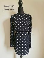 Stijlvol polkadot jurk maat L 40, Kleding | Dames, Jurken, Ophalen of Verzenden, Zo goed als nieuw, Maat 38/40 (M), Zwart